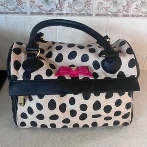 Betsey Johnson Polka Dot Insulated Zip Lunch Bag Top Handle Faux Leather
